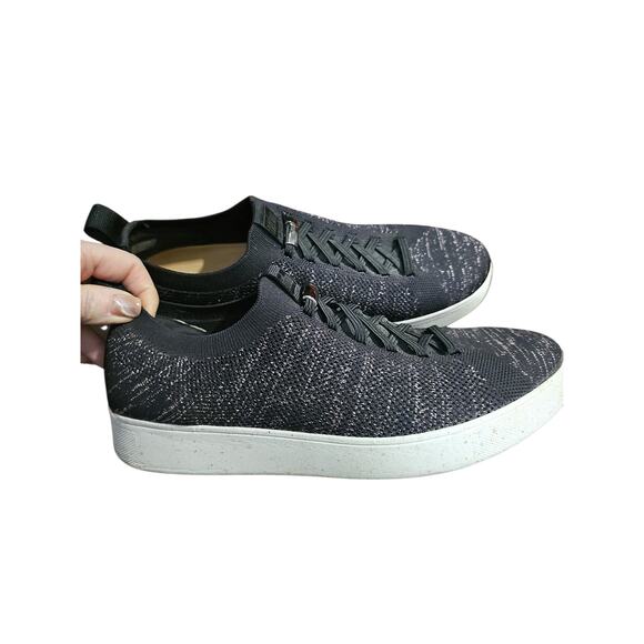 Fitflop knit slip on sneakers sz 10 black purple metallic accent shoes - Picture 3 of 7